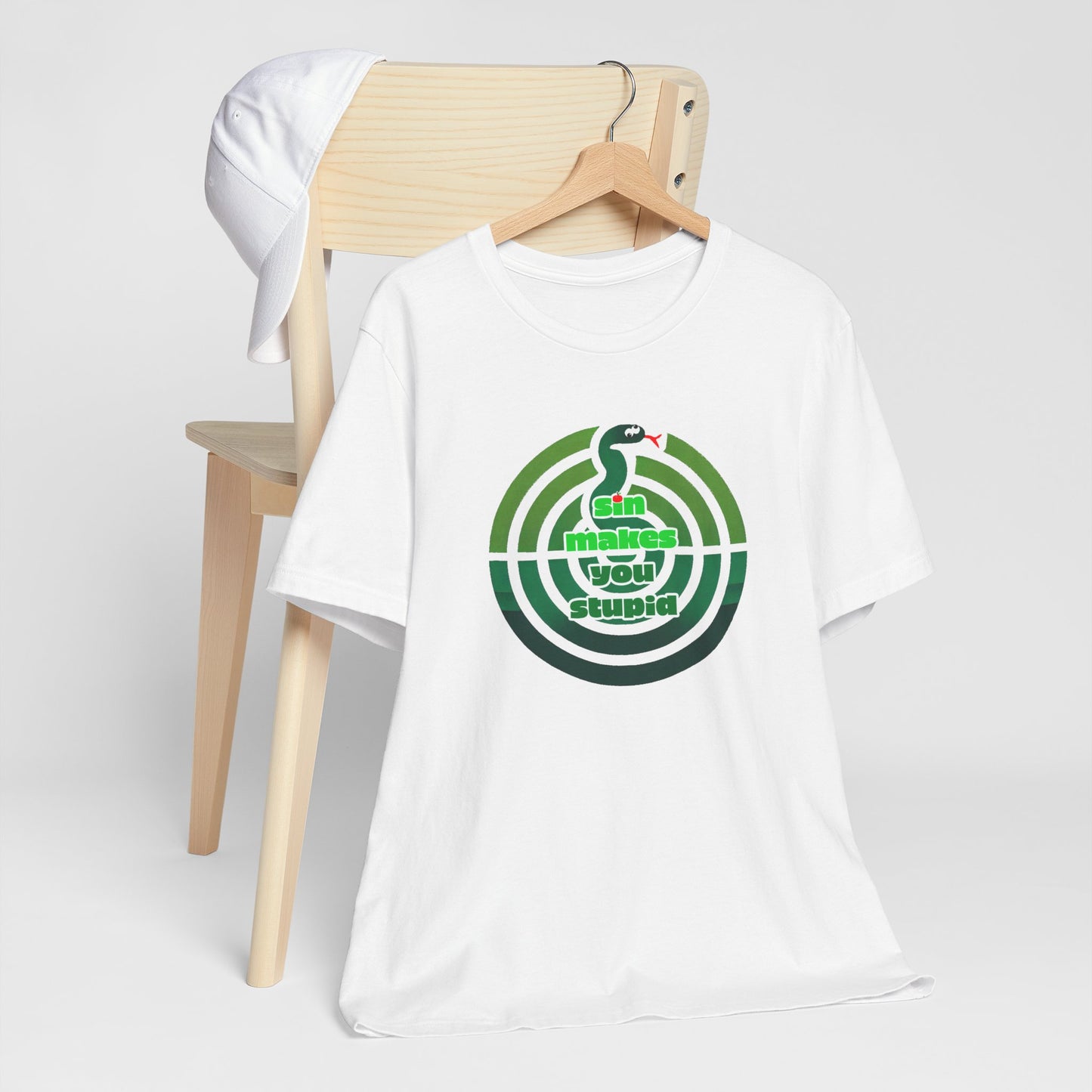 Unisex Jersey Short Sleeve Tee - "SIn Makes You Stupid" Serpent Design