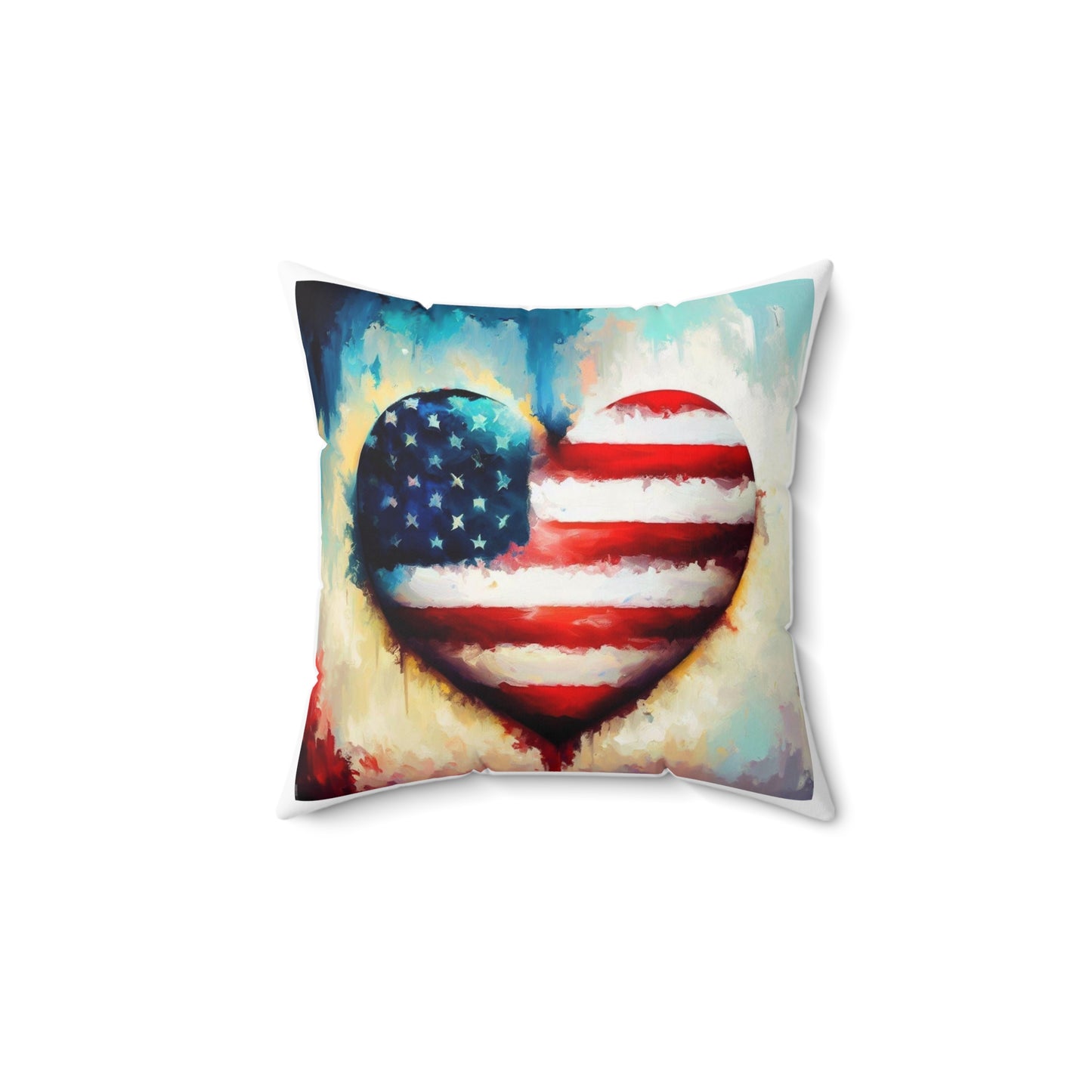 Watercolor US Flag Patriotic Pillow - American cozy